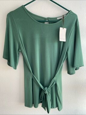 Green Envelope Sage Tie-Back Short Sleeve